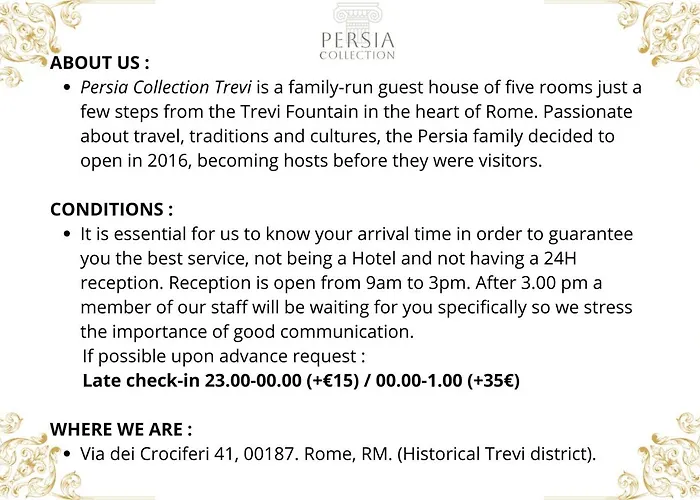 Konukevi Persia Collection Trevi Roma